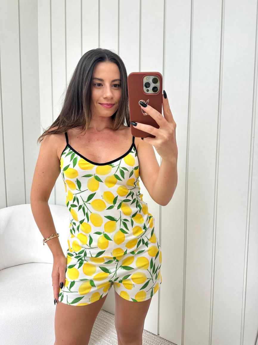 Pijama Feminino Curto Alcinha Limão siciliano - TUTTI AMI - Loja Oficial