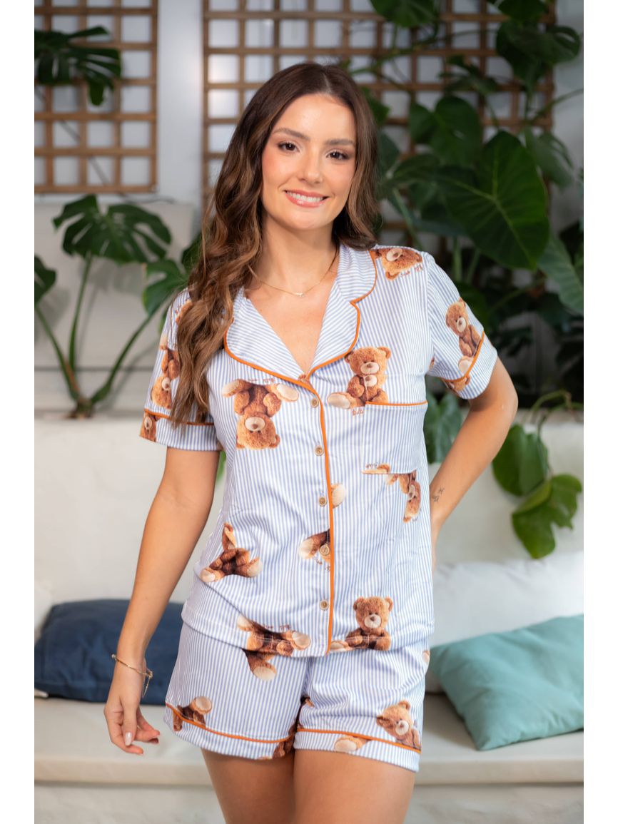 Pijama Feminino Americano Curto Agda New Bear Ursos - TUTTI AMI - Loja Oficial
