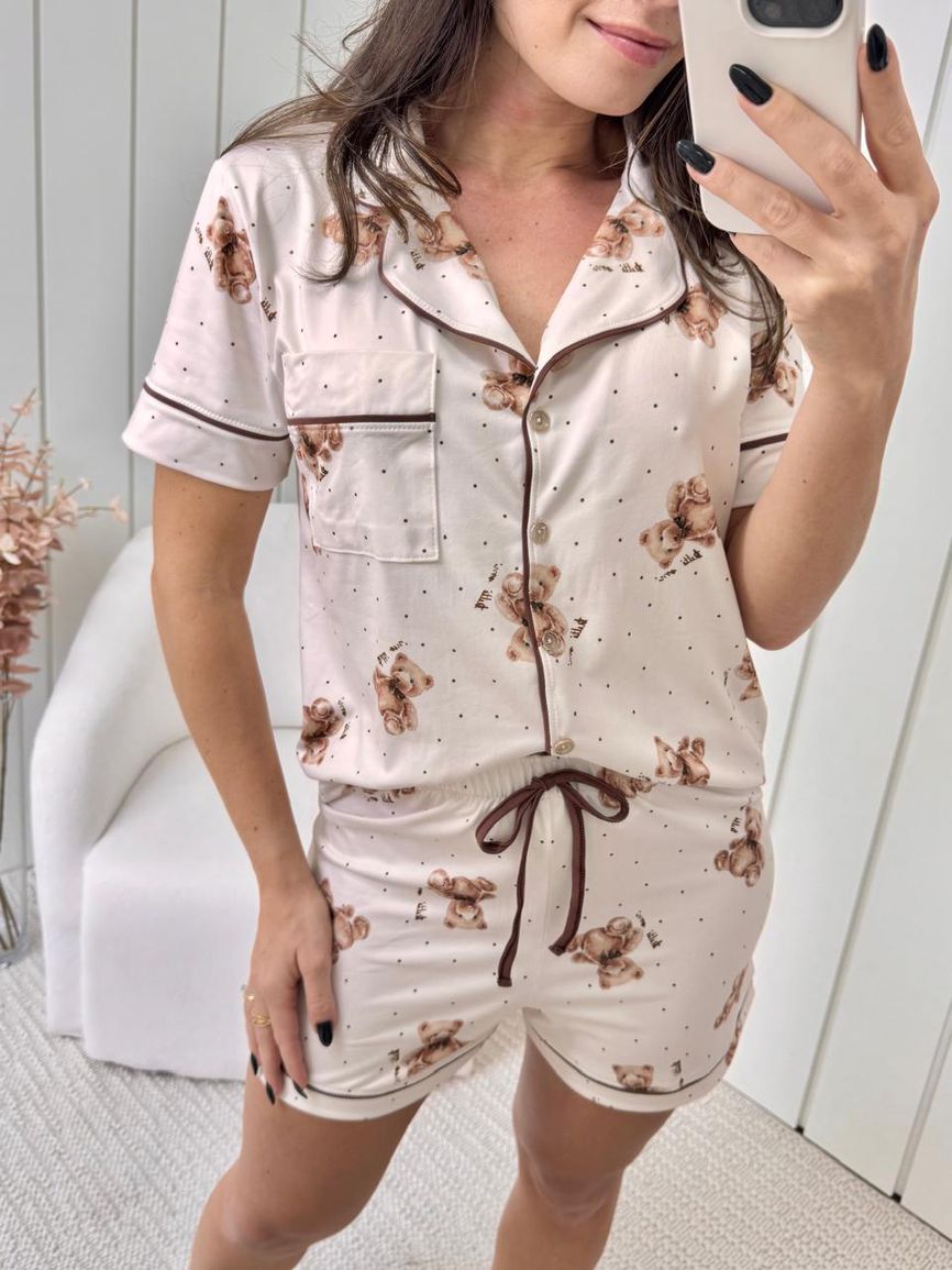 Pijama Feminino Americano Curto Ursos Poás - TUTTI AMI - Loja Oficial
