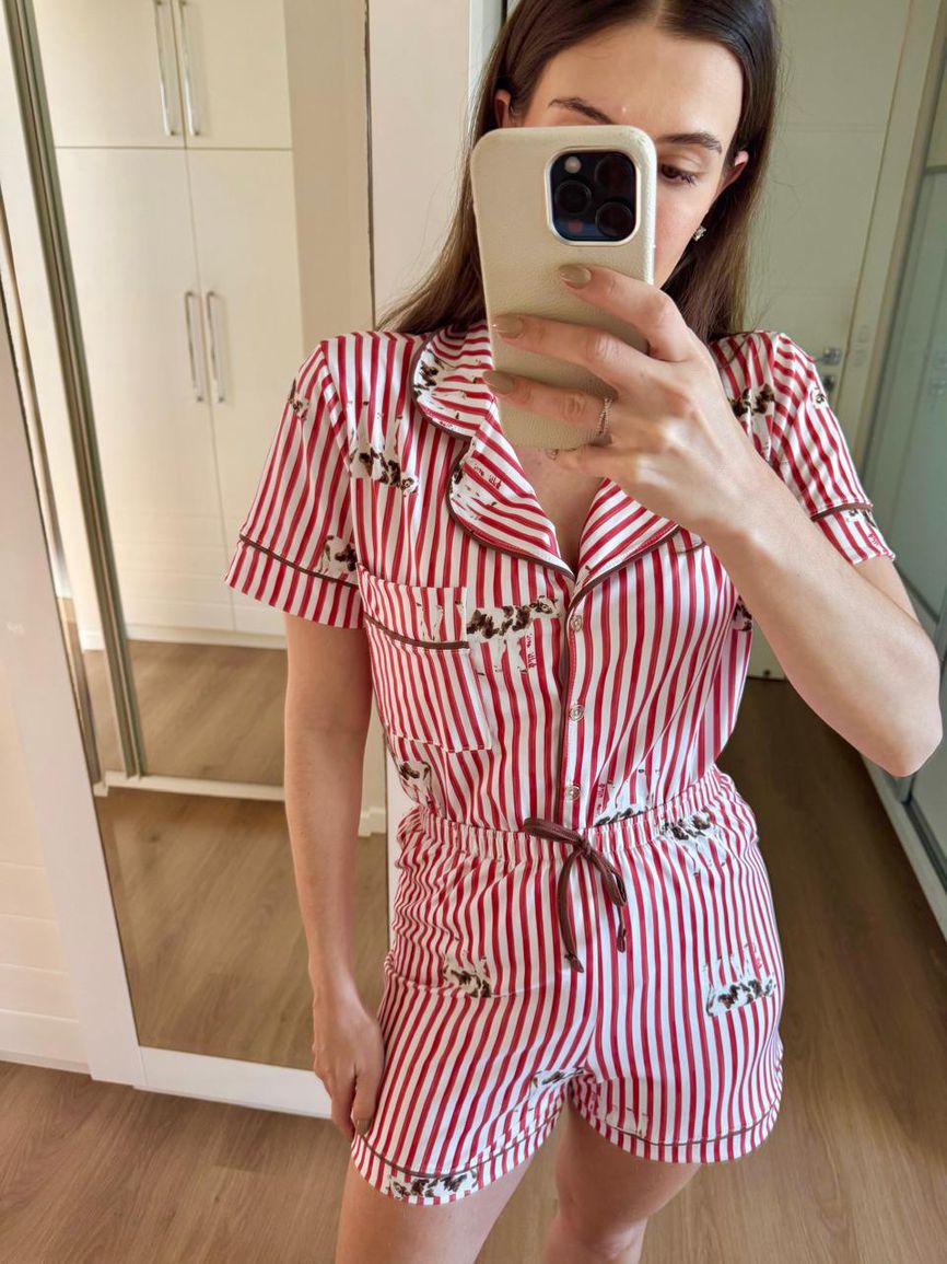 Pijama Feminino Americano Curto Listrado Vaca - TUTTI AMI - Loja Oficial