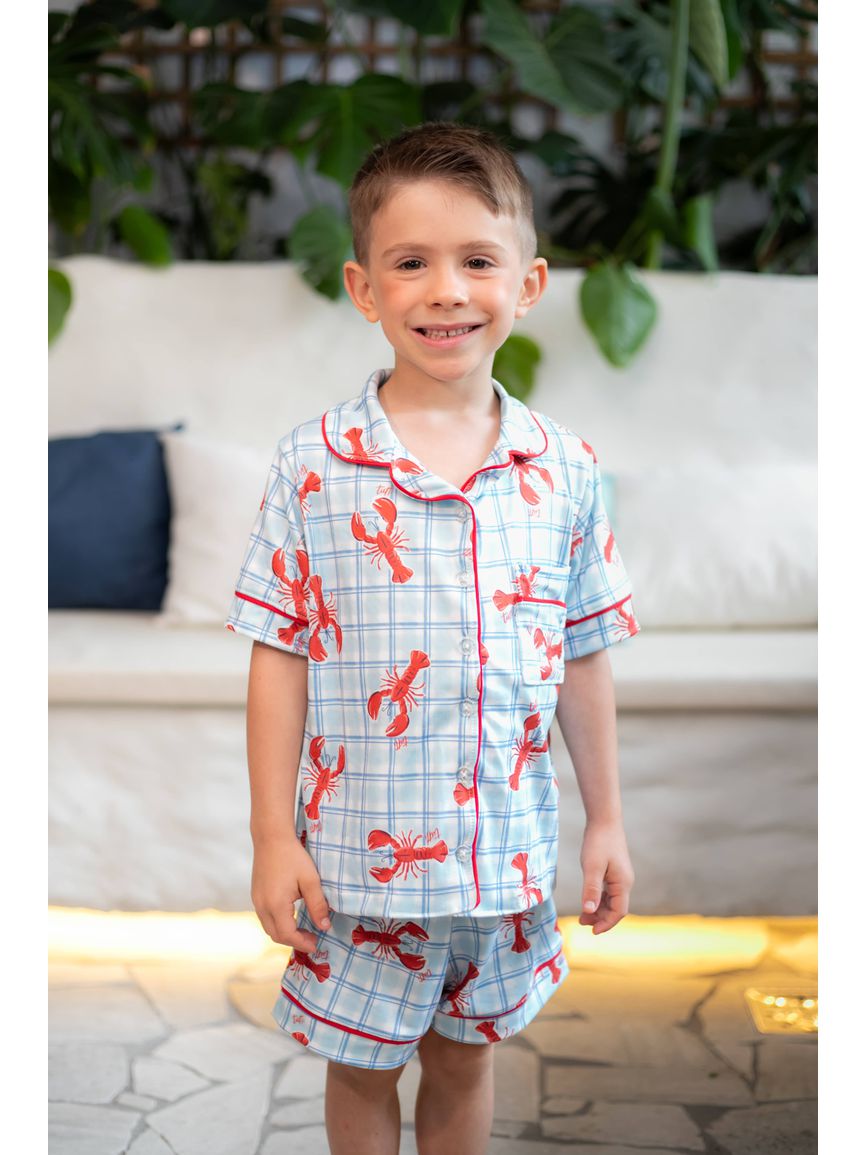 Pijama Americano Curto Infantil Lagosta - TUTTI AMI - Loja Oficial