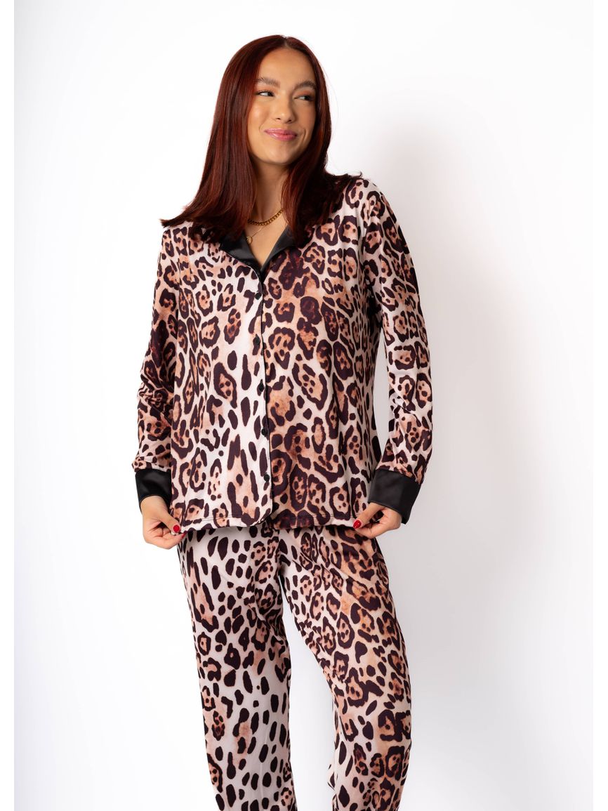 Pijama Feminino Americano Longo Aléxia Onça - TUTTI AMI - Loja Oficial
