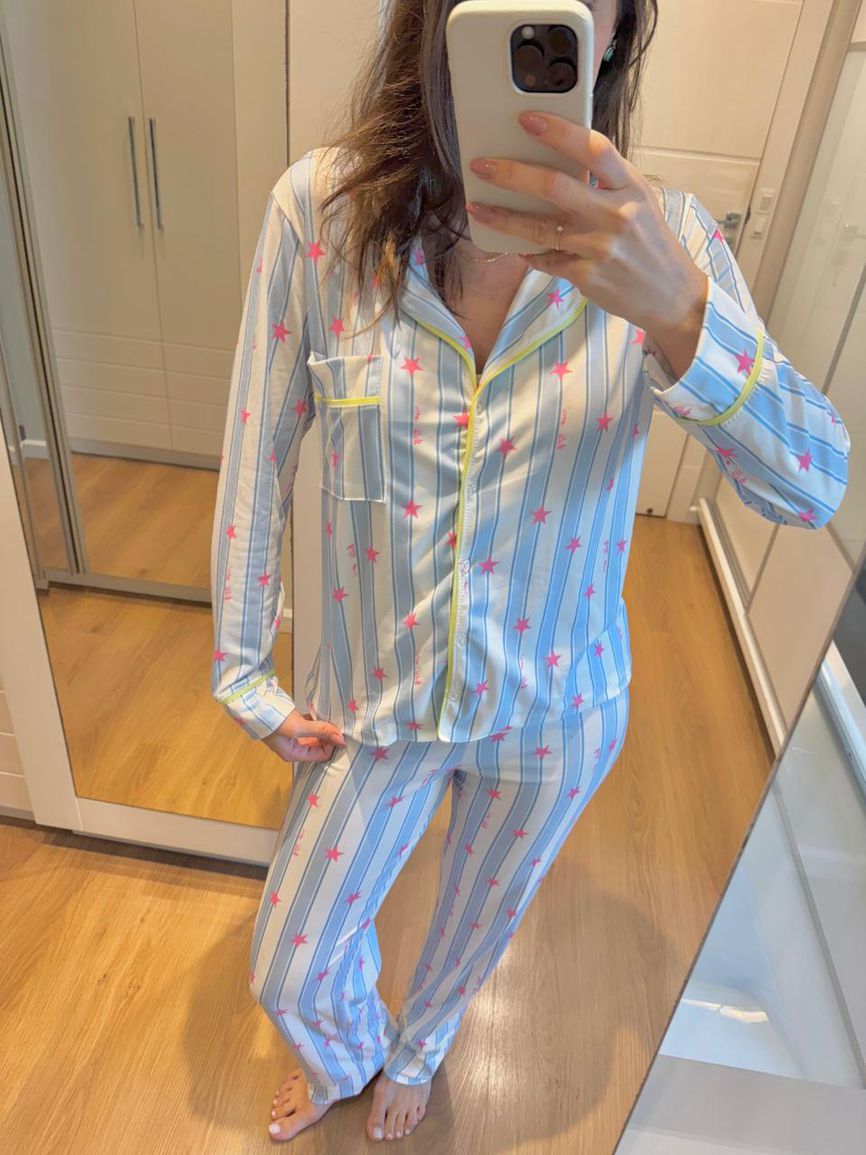Pijama Feminino Americano Longo Listrado Estrelas - TUTTI AMI - Loja Oficial