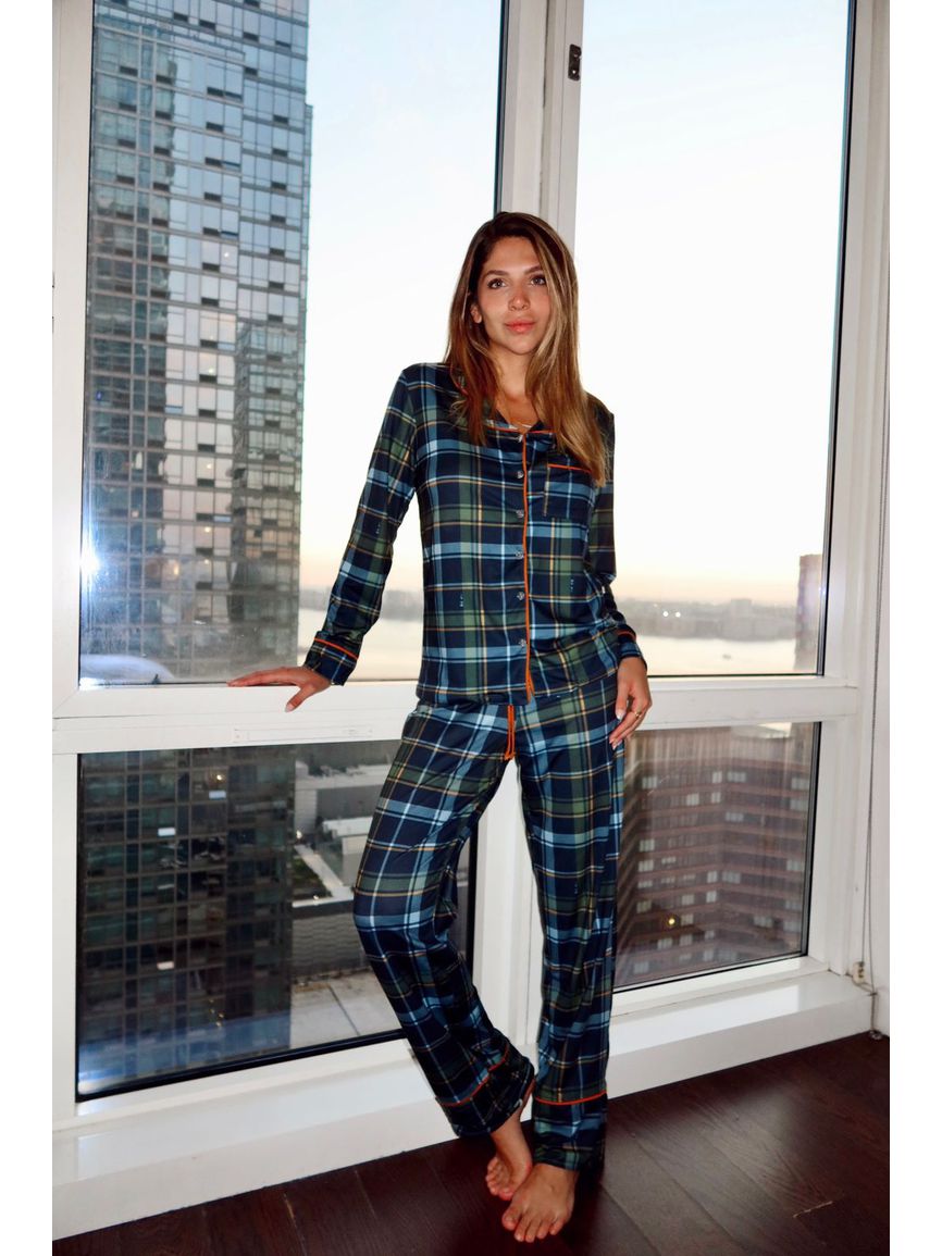 Pijama Feminino Americano Longo Xadrez Verde - TUTTI AMI - Loja Oficial
