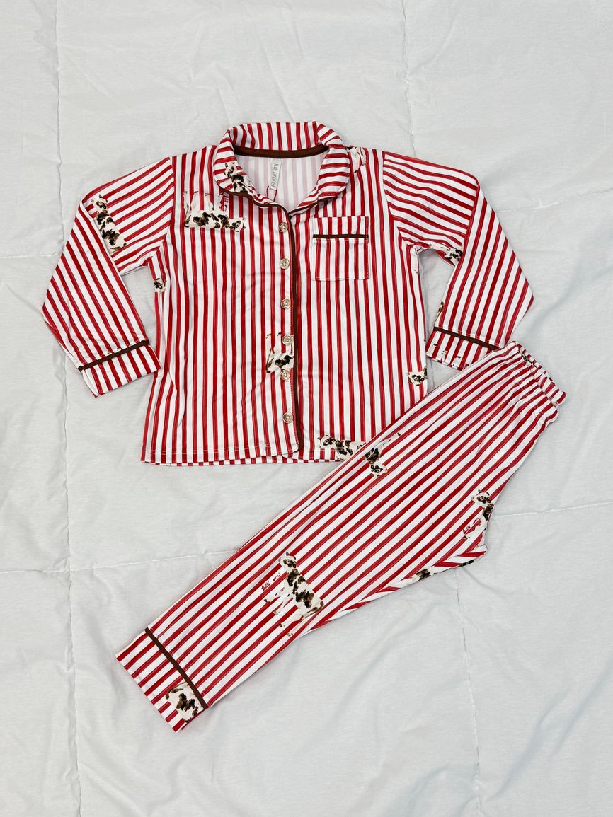 Pijama Infantil Americano Longo Listrado Vacas - TUTTI AMI - Loja Oficial