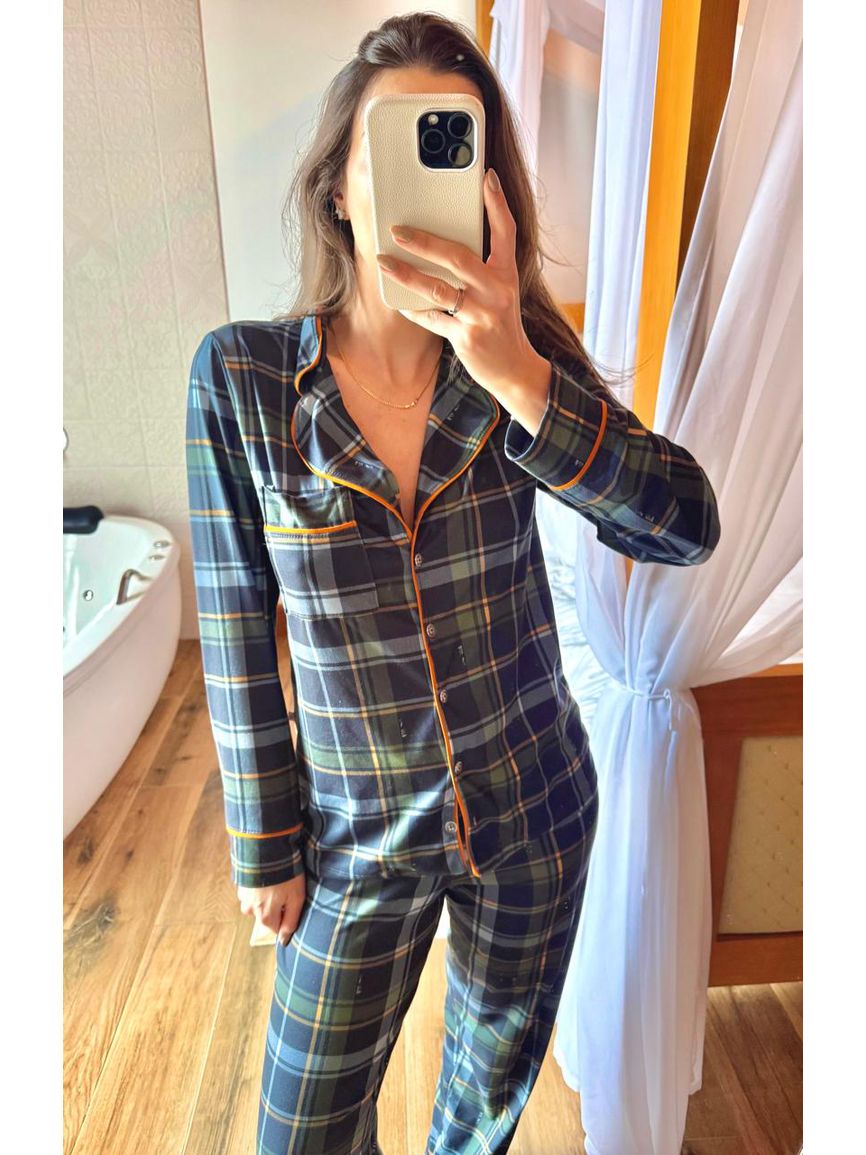 Pijama Feminino Americano Longo Xadrez Verde - TUTTI AMI - Loja Oficial