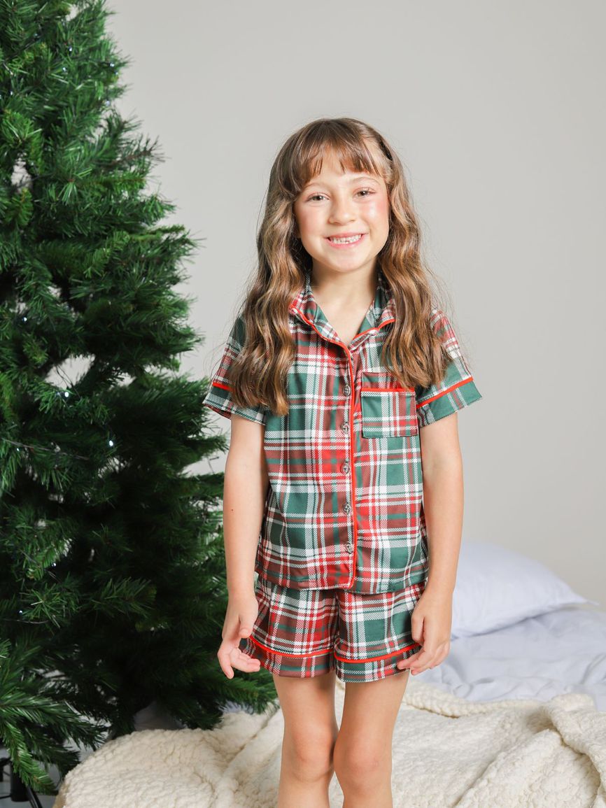 Pijama Infantil Americano Curto Xadrez Natal - TUTTI AMI - Loja Oficial