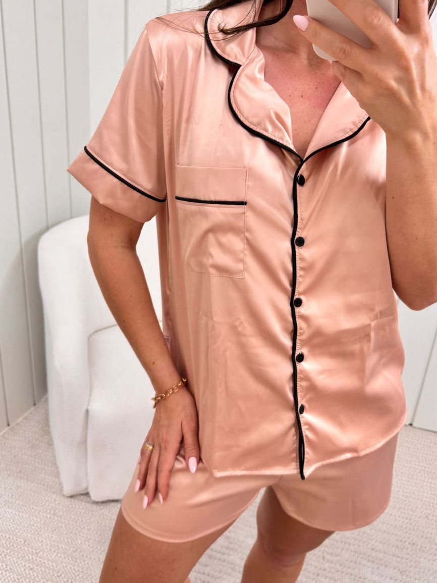 Pijama Feminino Americano Curto Cetim Rose - TUTTI AMI - Loja Oficial
