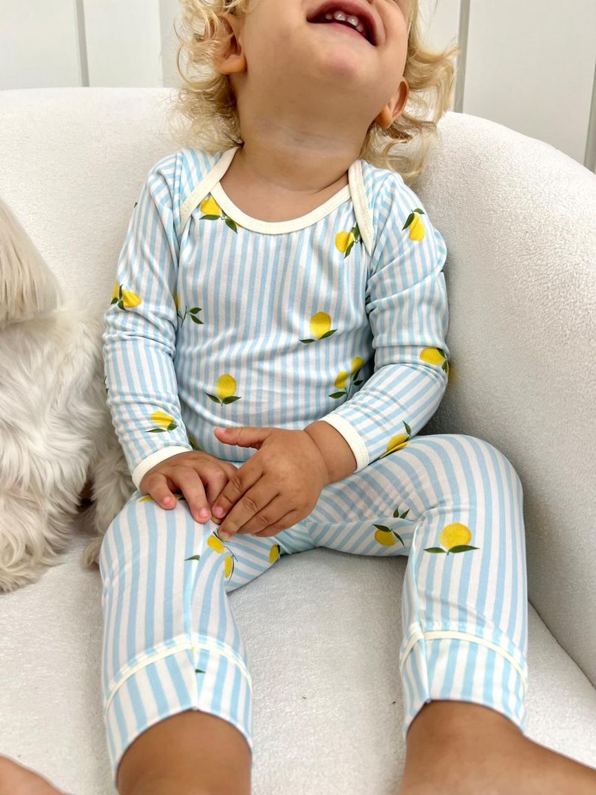 Body Bebê Pijama Listrado Limão - TUTTI AMI - Loja Oficial