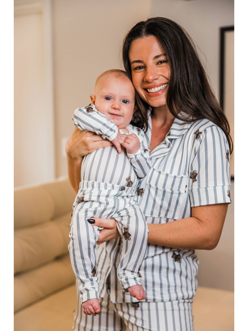 Conjunto Pijama Bebê Body e Calça Ursos Cinza - TUTTI AMI - Loja Oficial