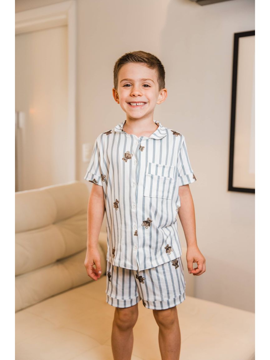 Pijama Americano Curto Infantil Ursos Cinza - TUTTI AMI - Loja Oficial