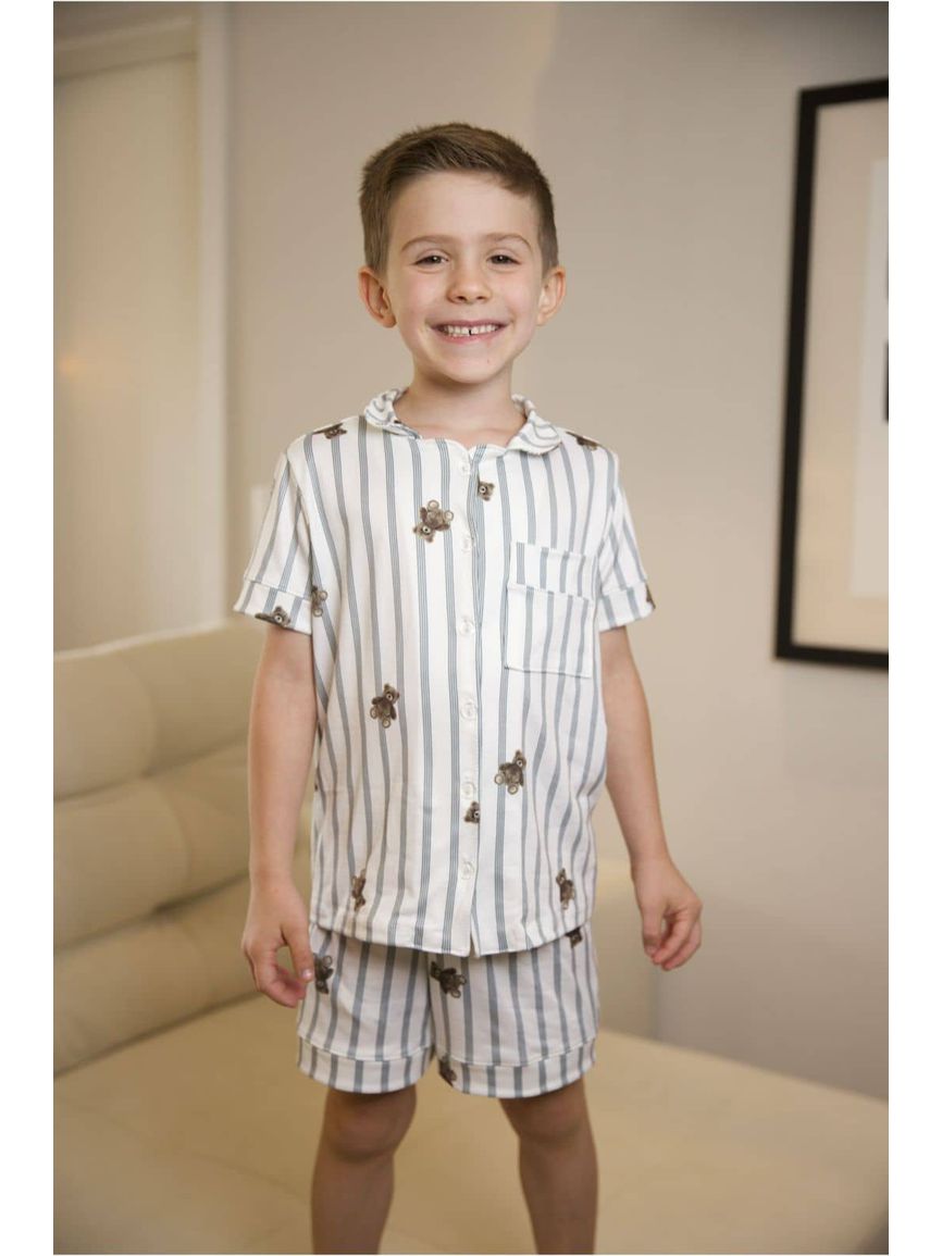 Pijama Americano Curto Infantil Ursos Cinza - TUTTI AMI - Loja Oficial