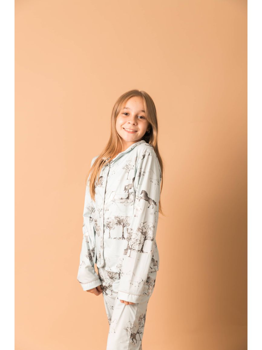 Pijama Infantil Unissex Americano Longo Cavalos Vintage - TUTTI AMI - Loja Oficial