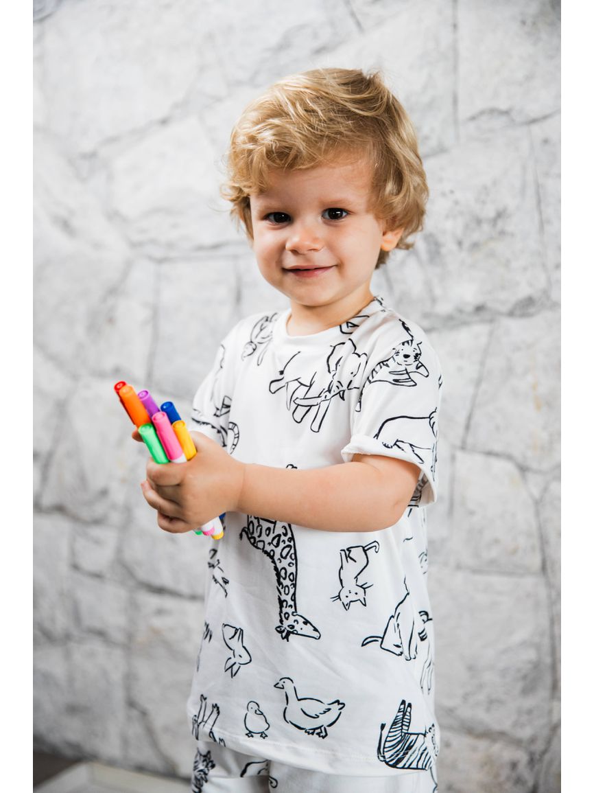 PRÉ-VENDA Pijama Infantil Curto Para Colorir - TUTTI AMI - Loja Oficial