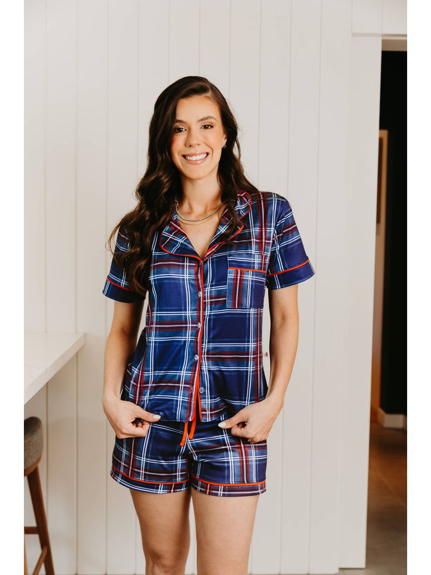 Pijama Feminino Americano Curto Xadrez Natal - TUTTI AMI - Loja Oficial