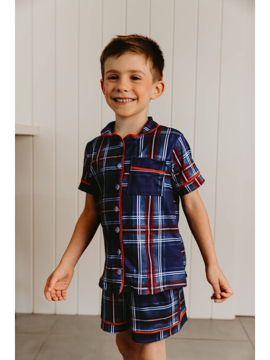 Pijama Americano Curto Infantil Xadrez Natal - TUTTI AMI - Loja Oficial
