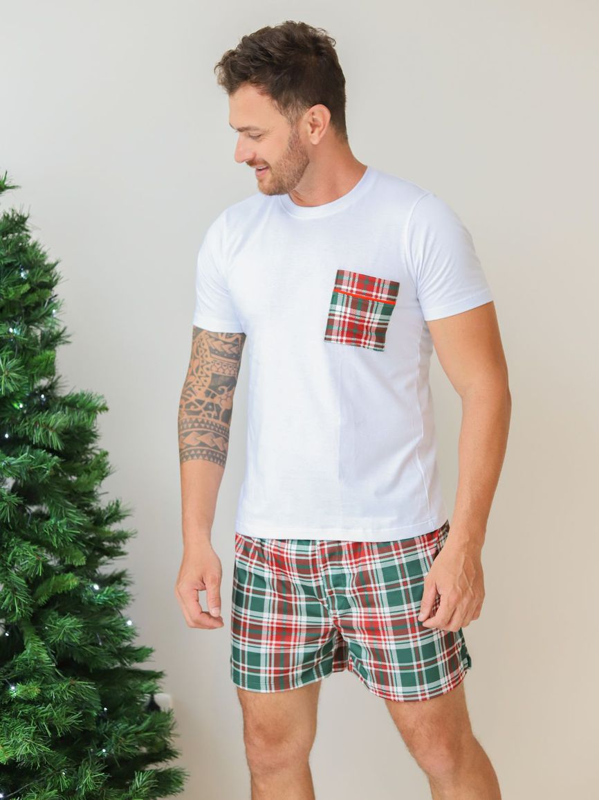 Pijama Masculino Curto Xadrez Natal - TUTTI AMI - Loja Oficial