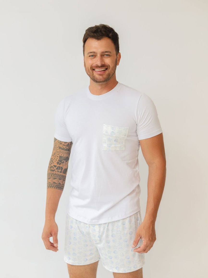 Pijama Masculino Curto Fundo do Mar - TUTTI AMI - Loja Oficial