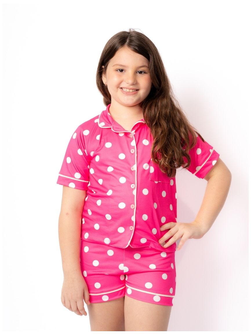 Pijama Infantil Americano Curto Pink Poás - TUTTI AMI - Loja Oficial