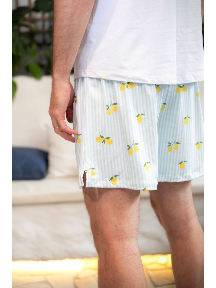 Pijama Masculino Curto Listrado Limão - TUTTI AMI - Loja Oficial