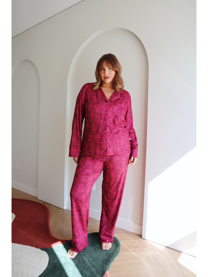 Pijama Feminino Americano Longo Paisley - TUTTI AMI - Loja Oficial
