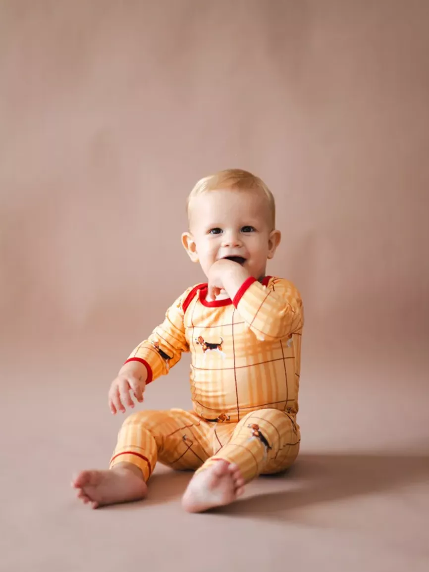Conjunto Bebê Body e Calça Beagle Amarelo - TUTTI AMI - Loja Oficial