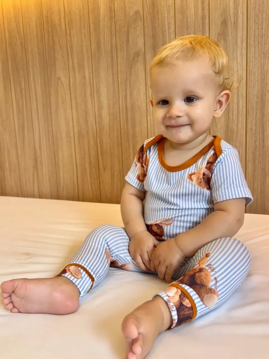 Pijama Body Bebê Curto Com Calça New Bear Ursos - TUTTI AMI - Loja Oficial