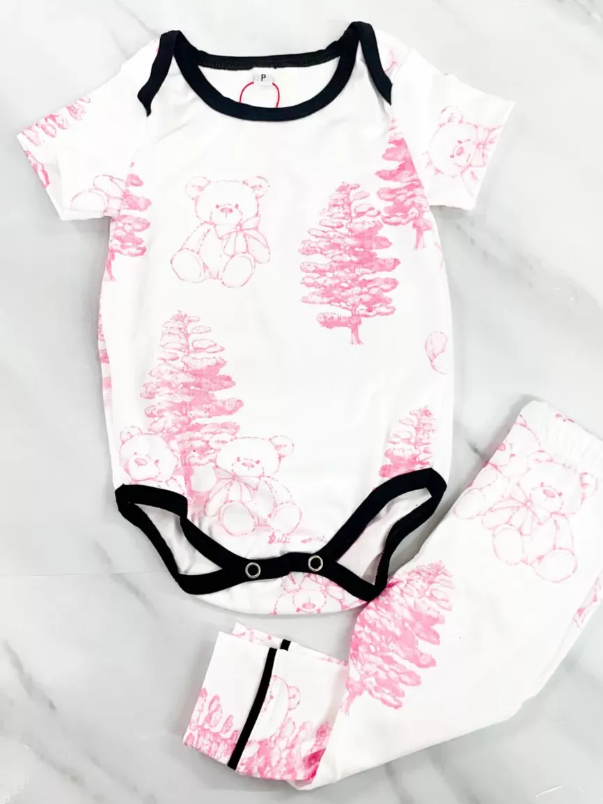 Pijama Body Bebê Curto Com Calça Toile Du Jouy - TUTTI AMI - Loja Oficial