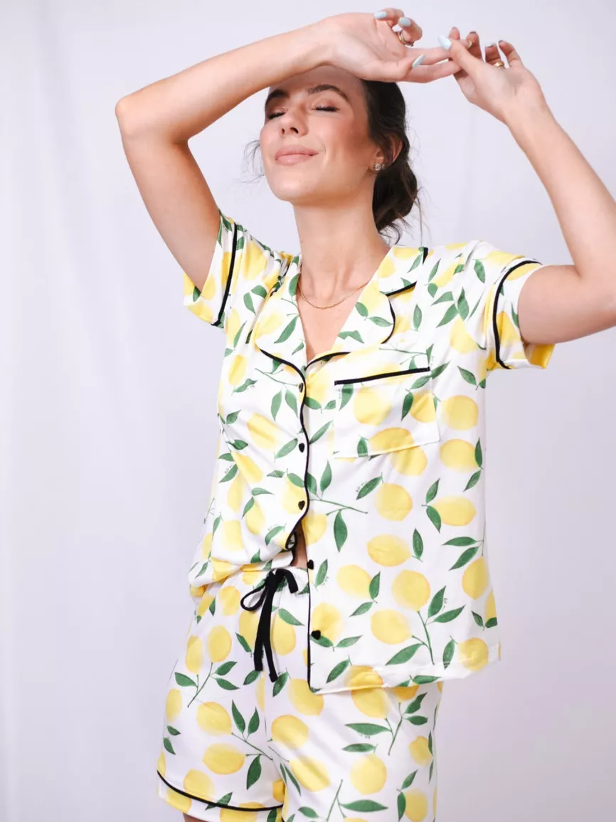 Pijama Feminino Americano Curto Limão Siciliano