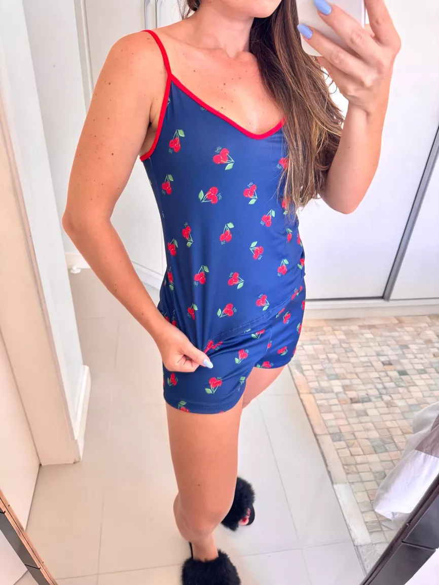 Pijama Feminino Curto Alcinha Cereja - TUTTI AMI - Loja Oficial