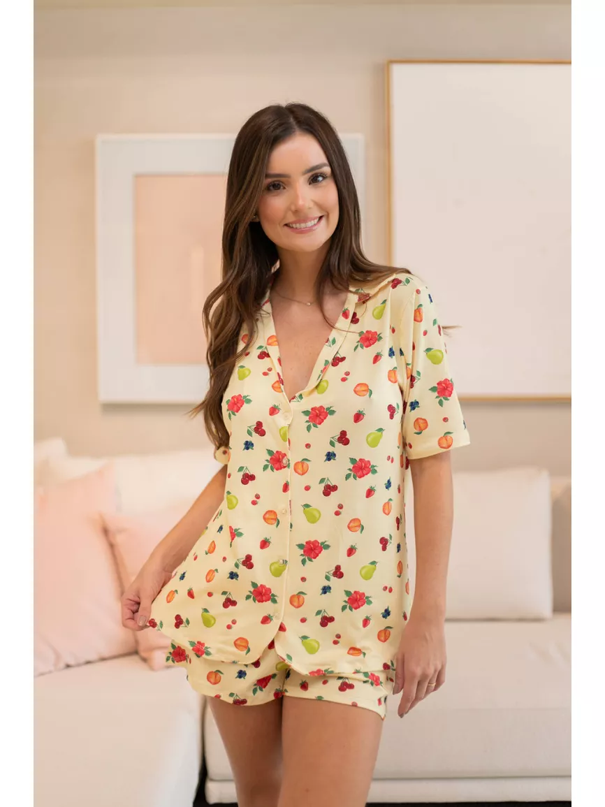 Pijama Feminino Americano Curto Frutinhas - TUTTI AMI - Loja Oficial