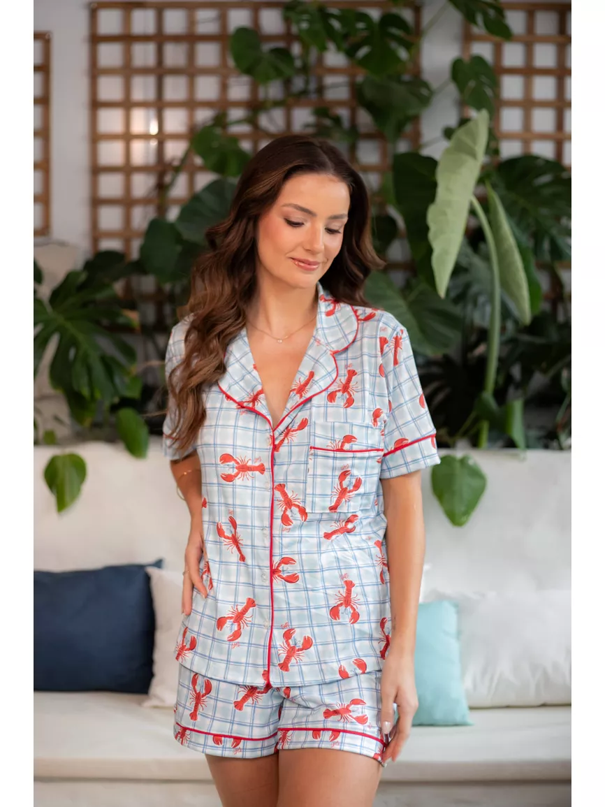 Pijama Feminino Americano Curto Lagosta - TUTTI AMI - Loja Oficial