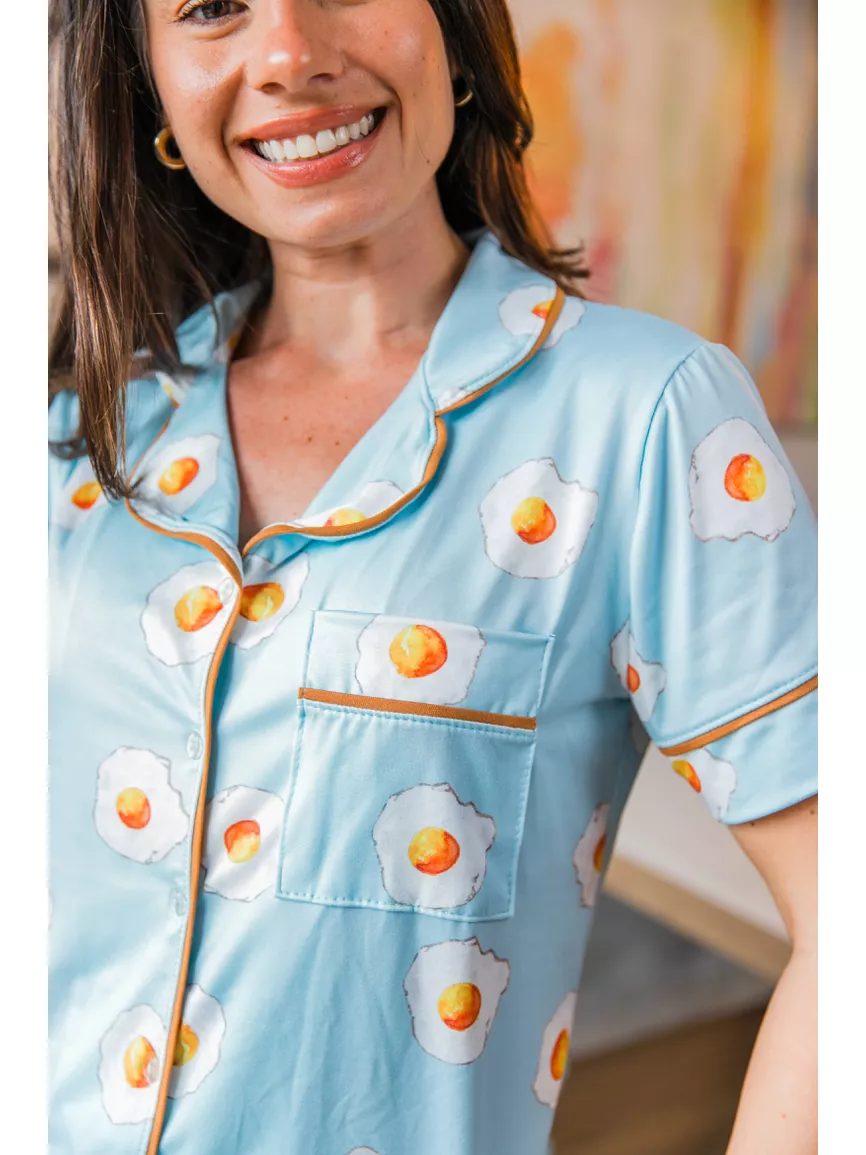 Pijama Feminino Americano Curto Ovos