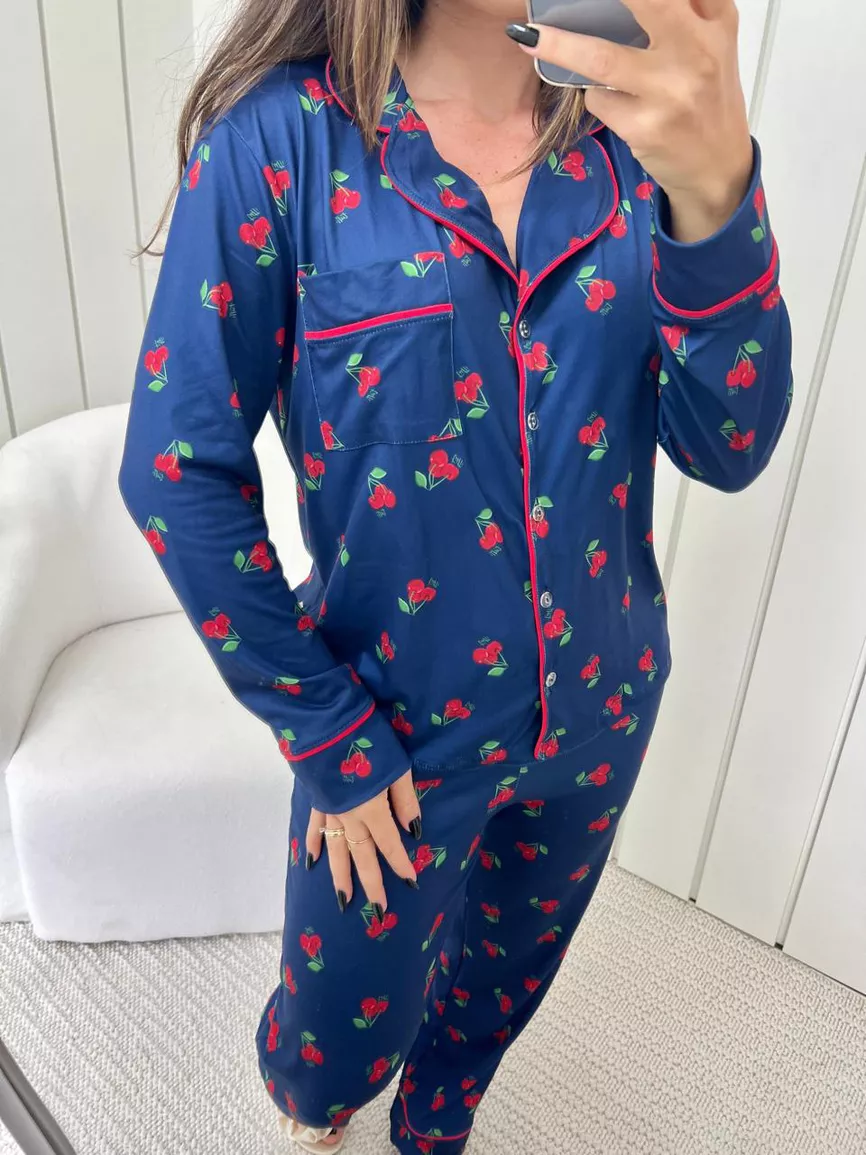 Pijama Feminino Americano Longo Cereja - TUTTI AMI - Loja Oficial