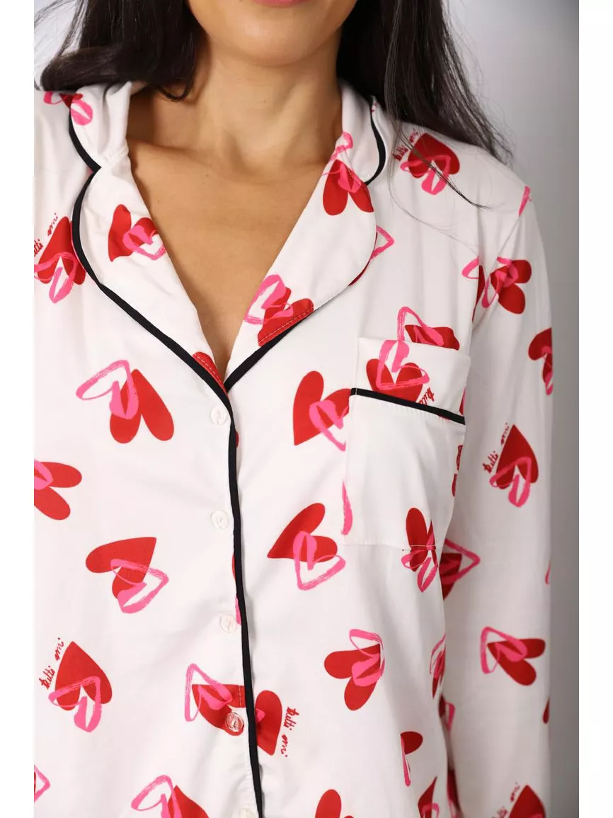 PRÉ-VENDA Pijama Feminino Americano Longo Coração Duplo - TUTTI AMI - Loja Oficial