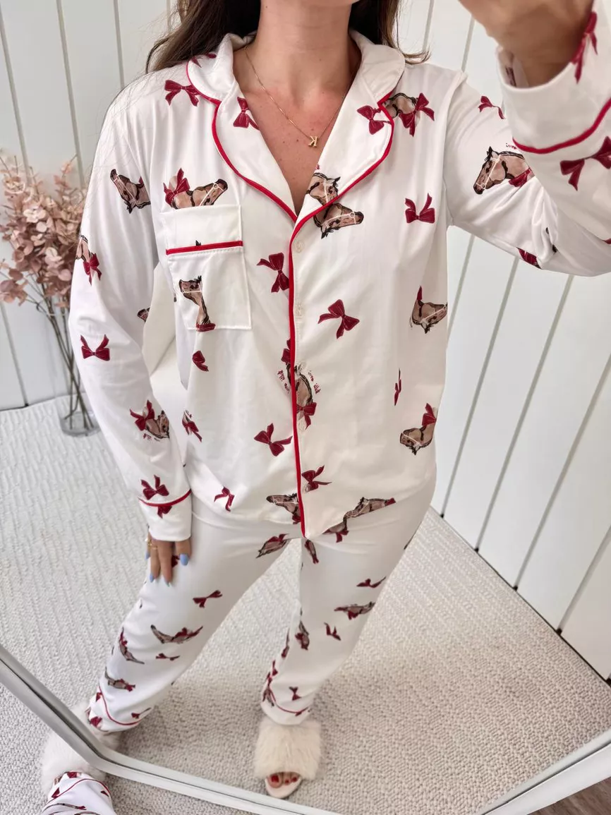 Pijama Feminino Americano Longo Laços Cavalos - TUTTI AMI - Loja Oficial