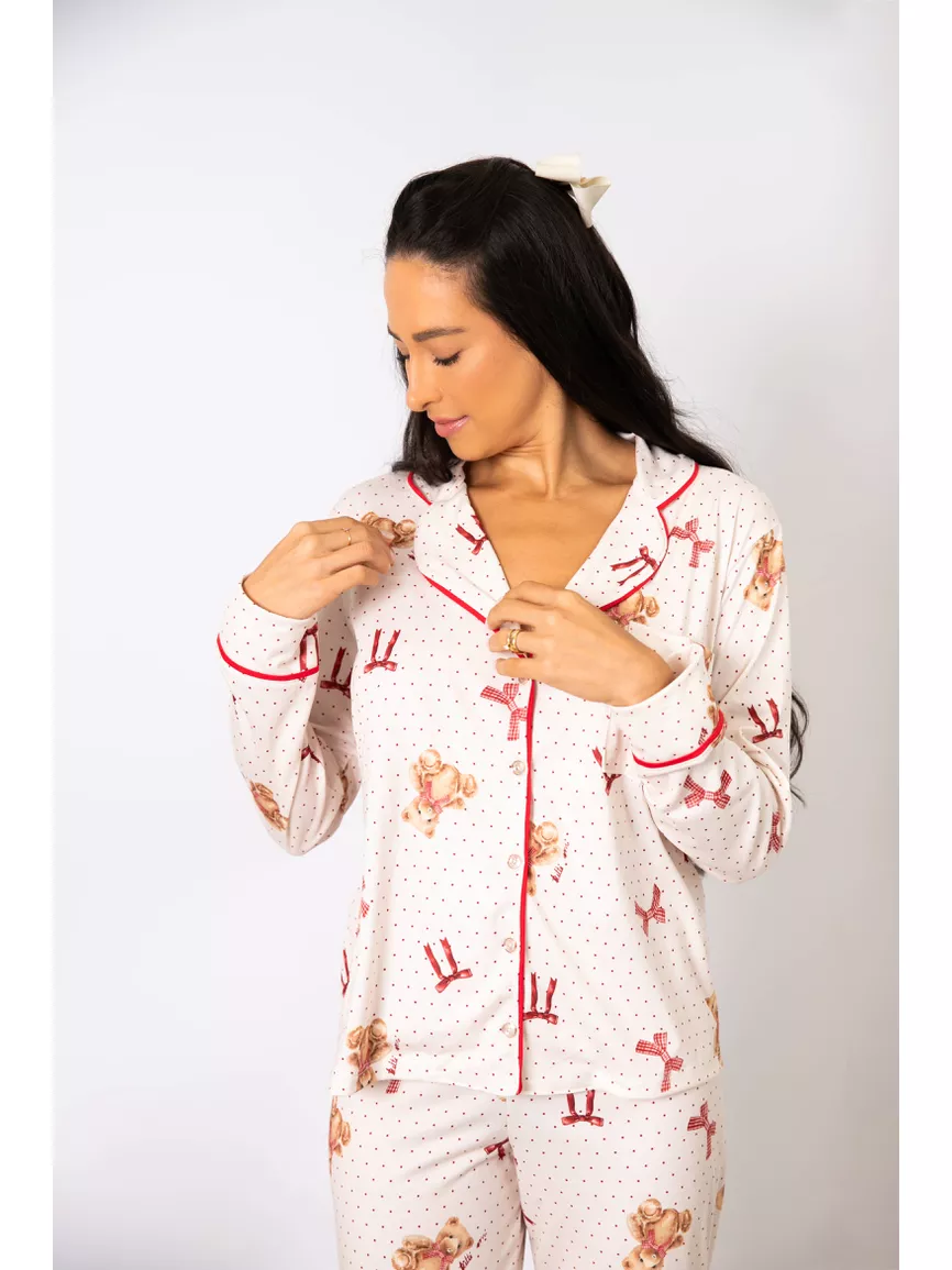 Pijama Feminino Americano Longo Ursos Laços - TUTTI AMI - Loja Oficial