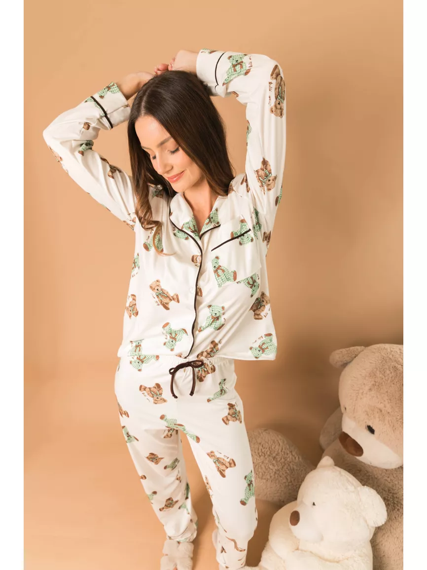 Pijama Feminino Americano Longo Ursos - TUTTI AMI - Loja Oficial