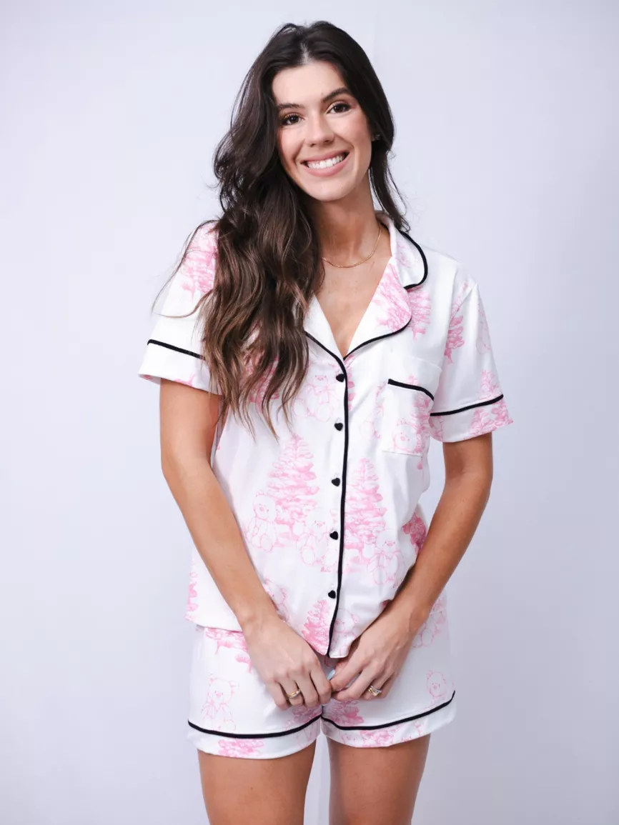 Pijama Feminino Americano Curto Agda Toile Jouy - TUTTI AMI - Loja Oficial