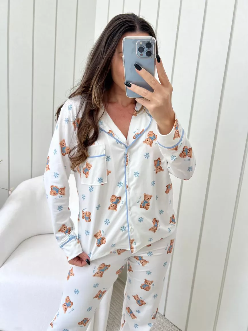 Pijama Feminino Americano Longo Ursos Neve - TUTTI AMI - Loja Oficial