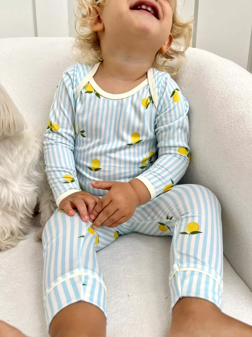 Body Bebê Pijama Listrado Limão - TUTTI AMI - Loja Oficial
