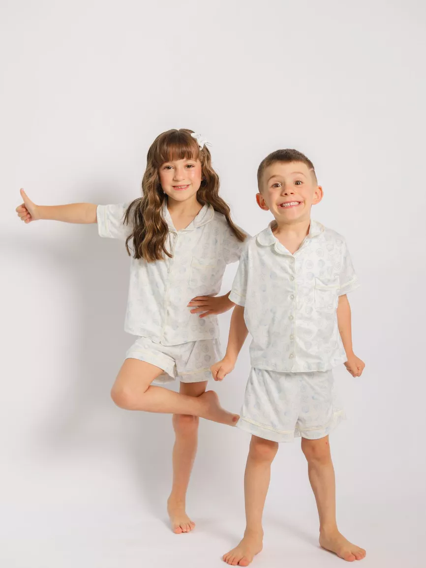 Pijama Infantil Americano Curto Fundo do Mar - TUTTI AMI - Loja Oficial