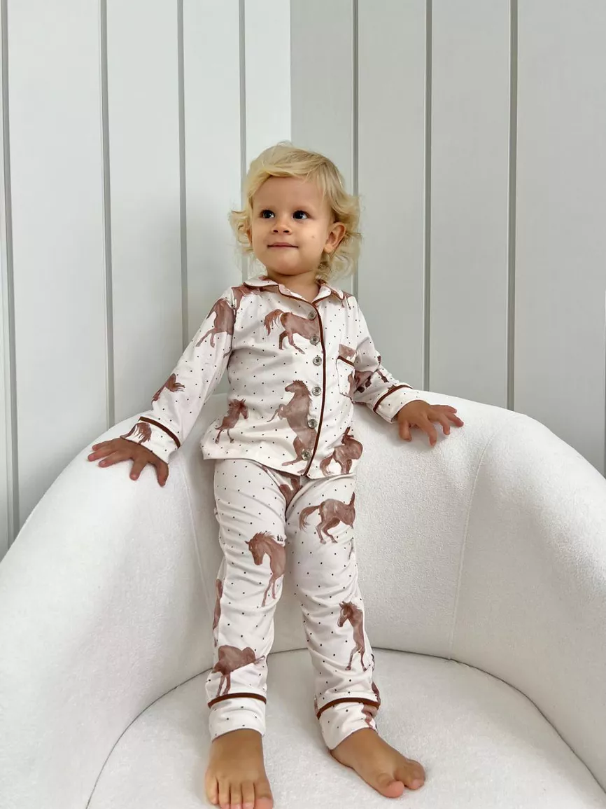 Pijama Infantil Unissex Americano Longo Cavalos - TUTTI AMI - Loja Oficial