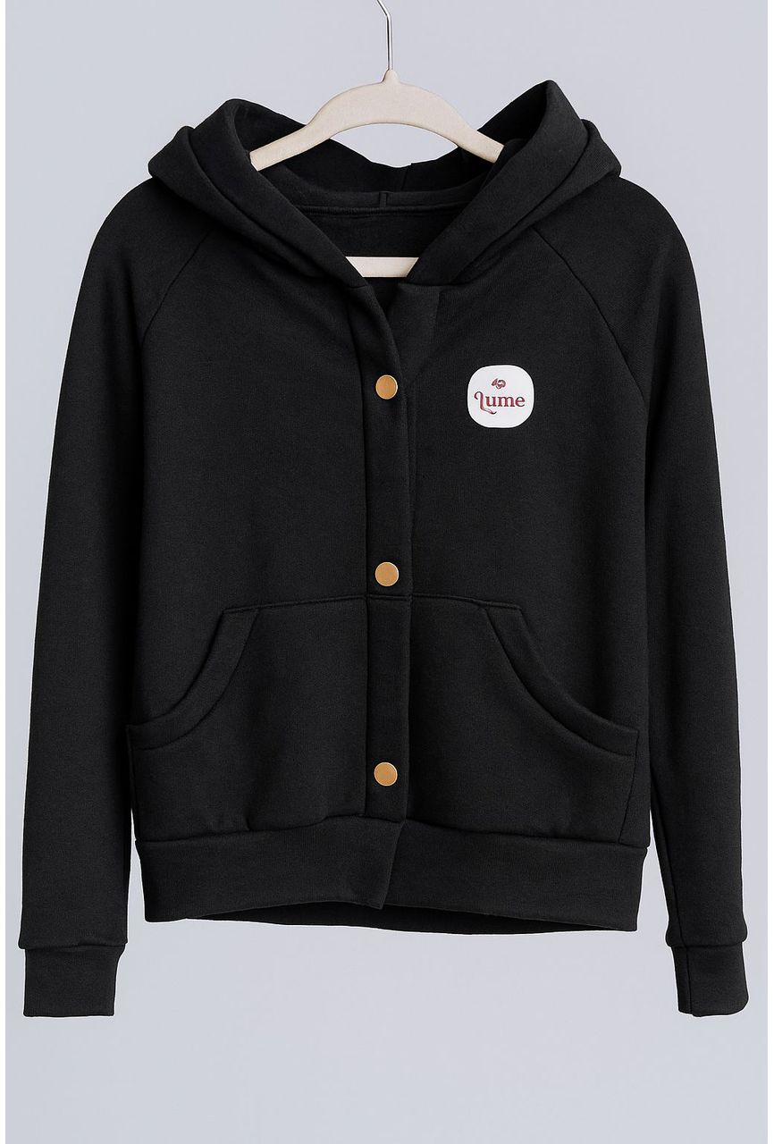 BLUSA MOLETOM CANGURU - PRETO - 1705 - LUME 