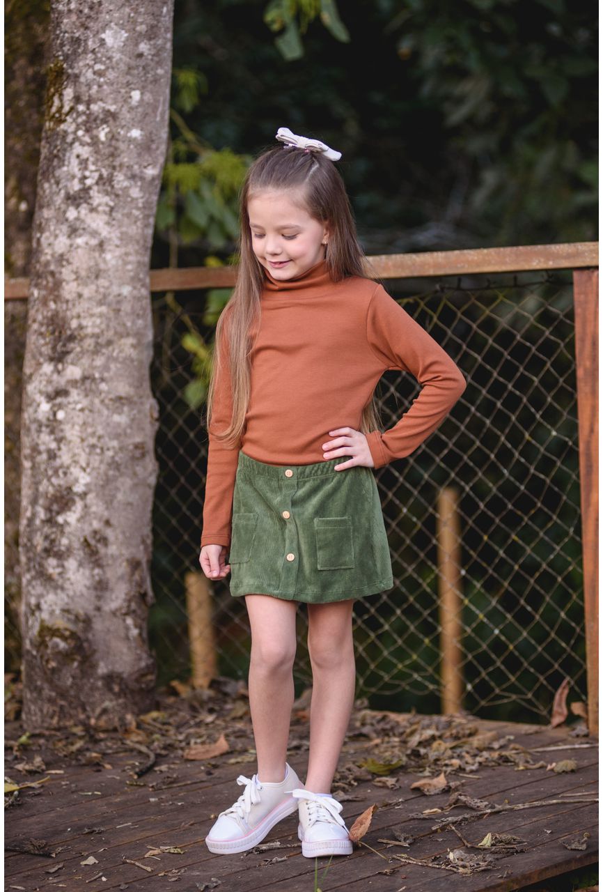 CAMISETA GOLA ALTA - MARROM - 1410 - LUME 