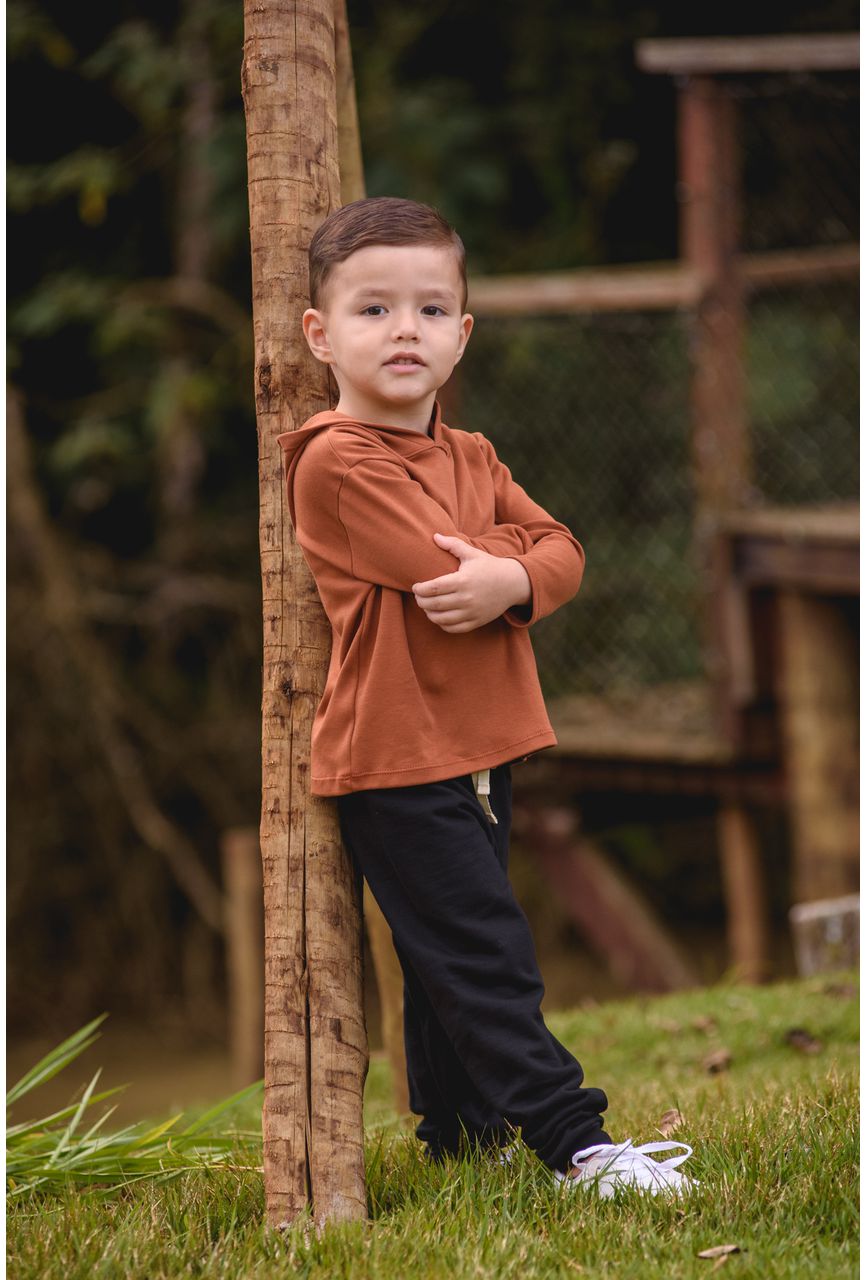 CAMISETA COM TOUCA - MARROM - 1405 - LUME 