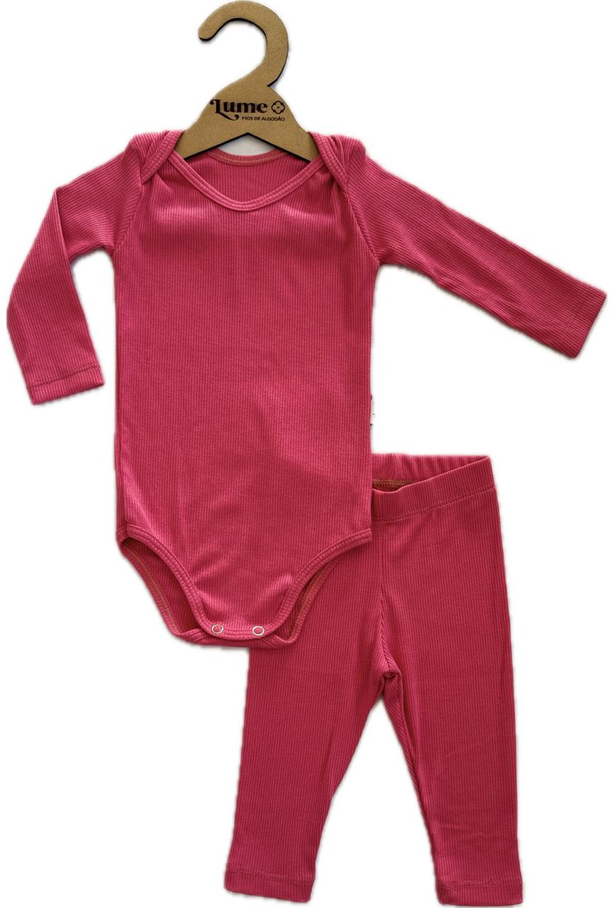 CONJUNTO CALÇA E BODY - ROSA PICOLÉ - 1505 - LUME 