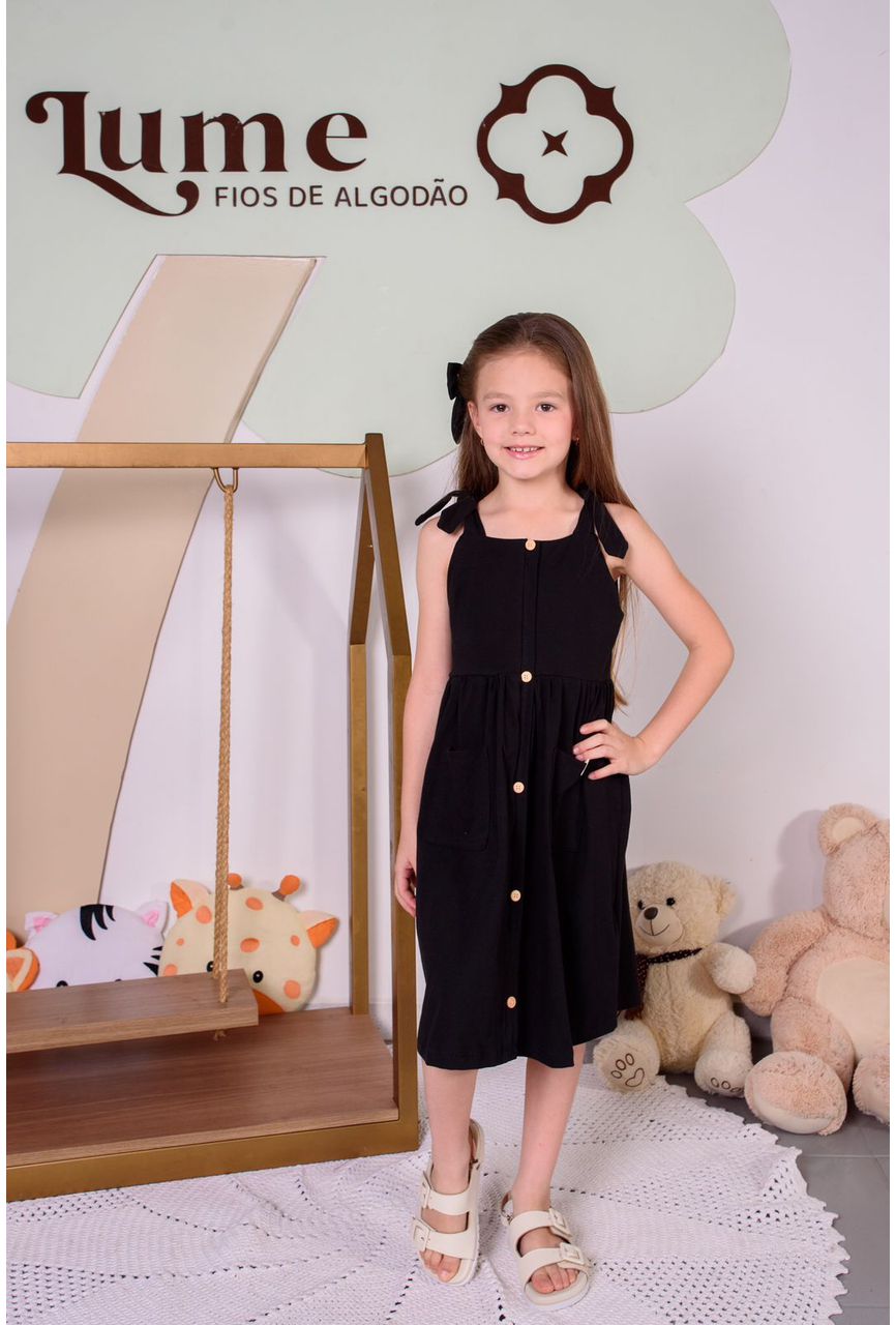 VESTIDO BOTÃO - PRETO - 1330 - LUME 