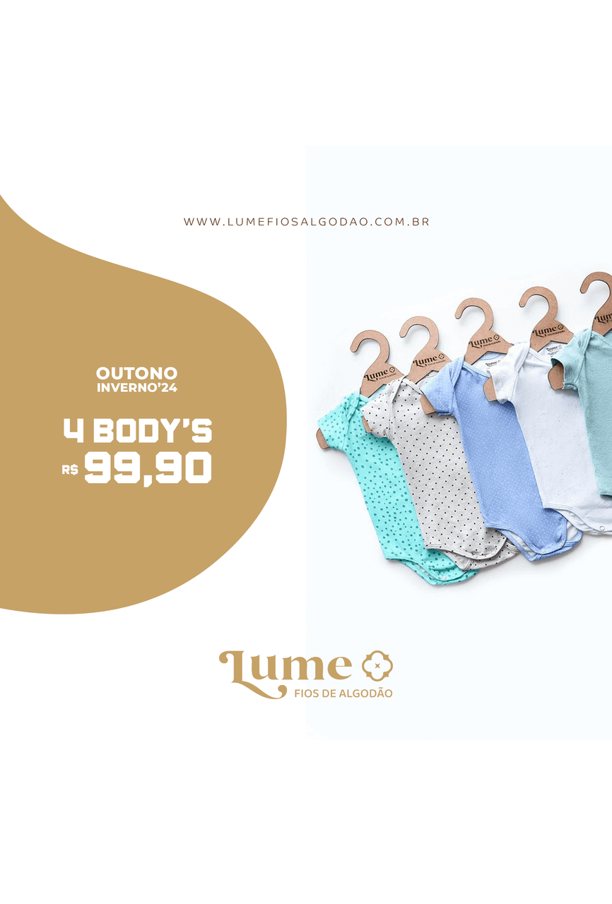 KIT COM 4 BODYS UNISSEX - ESTAMPADOS - 102 - LUME 