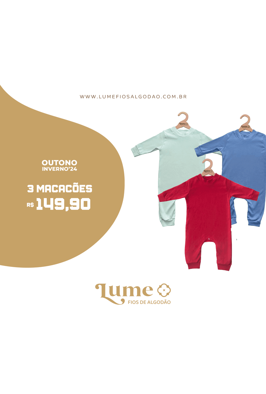 KIT COM 3 MACAÇÃO UNISSEX - CORES VARIADAS - 800 - LUME 